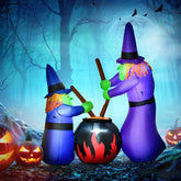 Inflatable Halloween Witches with Cauldron (6ft) – LED Yard Decor